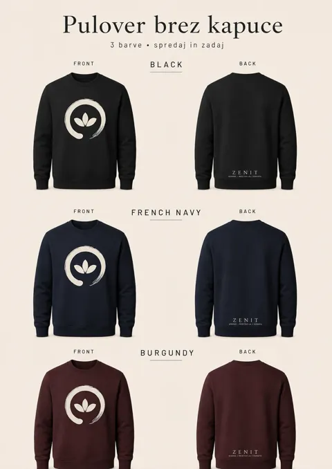 ZENIT unisex sweatshirt without hood with enso and lotus motif
